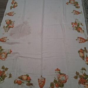 Elegant Cream and Orange Tablecloth 1950s
